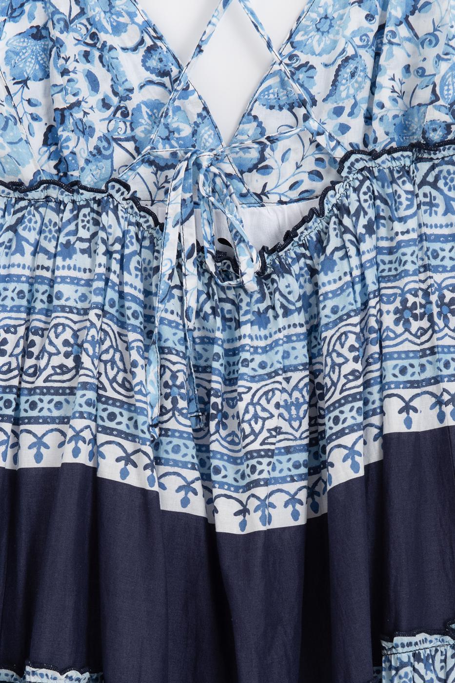 Strappy Layered Flared Dress Blue