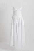 Strappy Bodice Midi Dress White