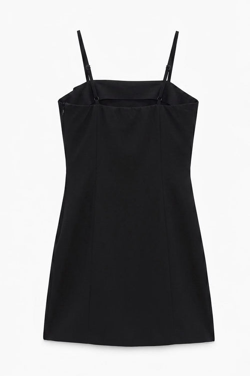 Strappy Lycra Tight Mini Dress Black