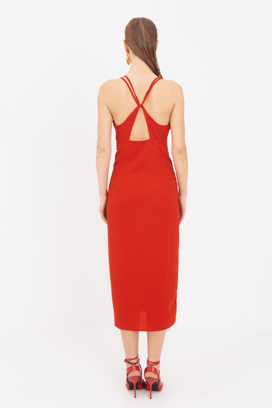 Strappy Midi Dress Red