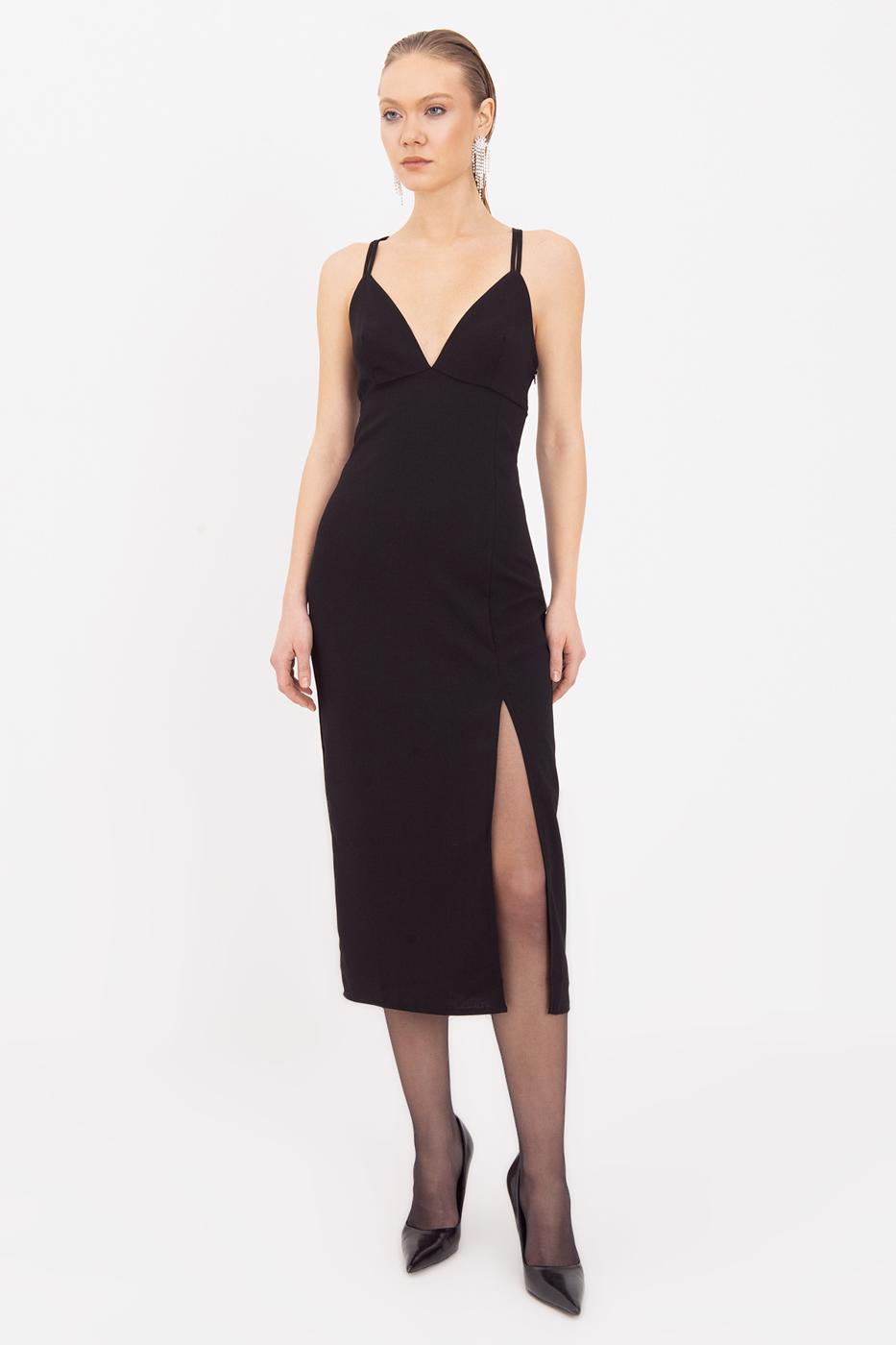Strappy Midi Dress Black