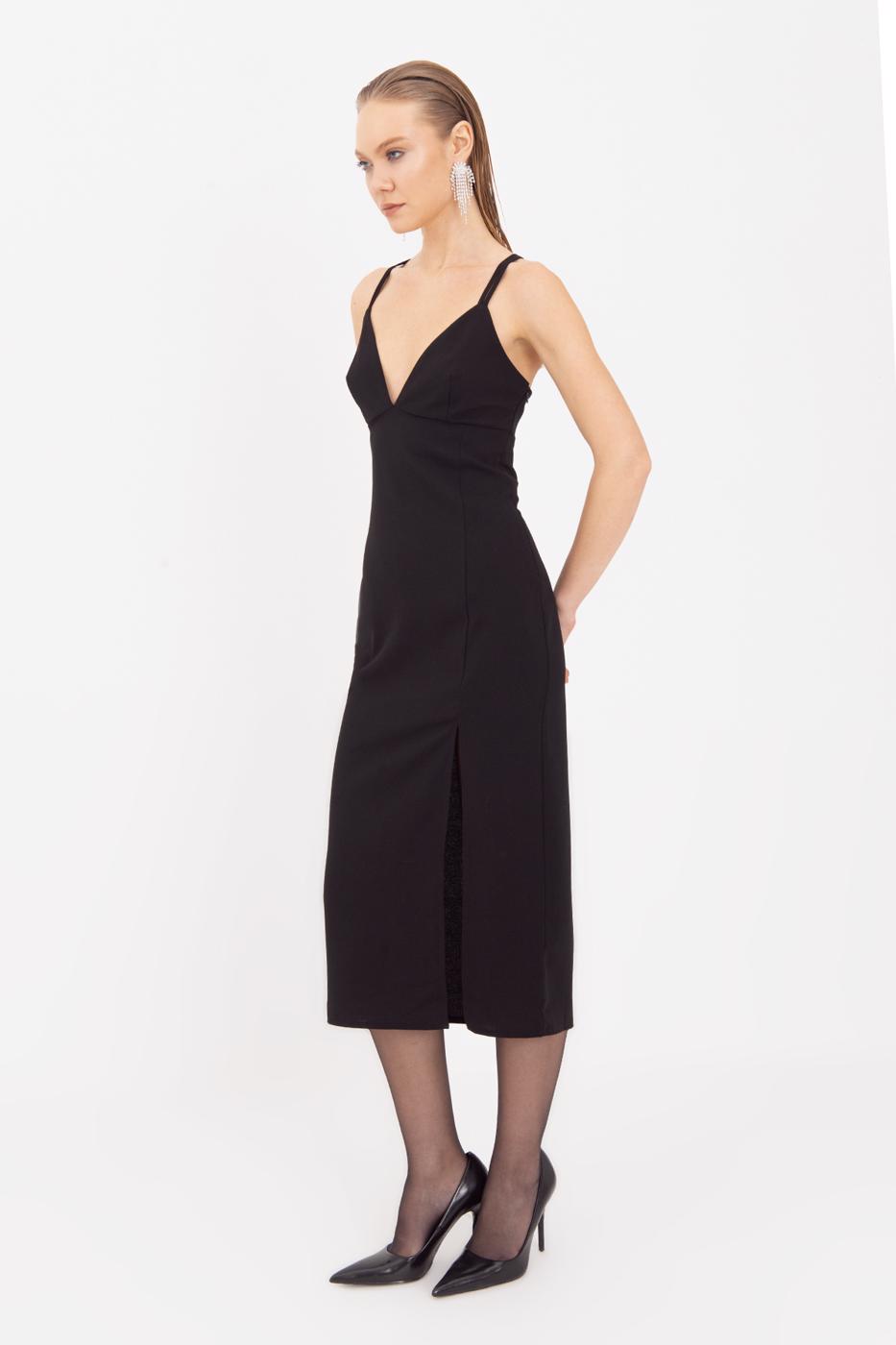 Strappy Midi Dress Black