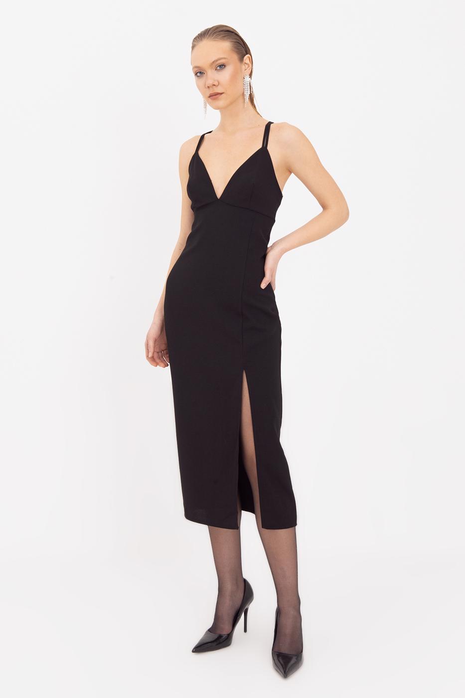 Strappy Midi Dress Black