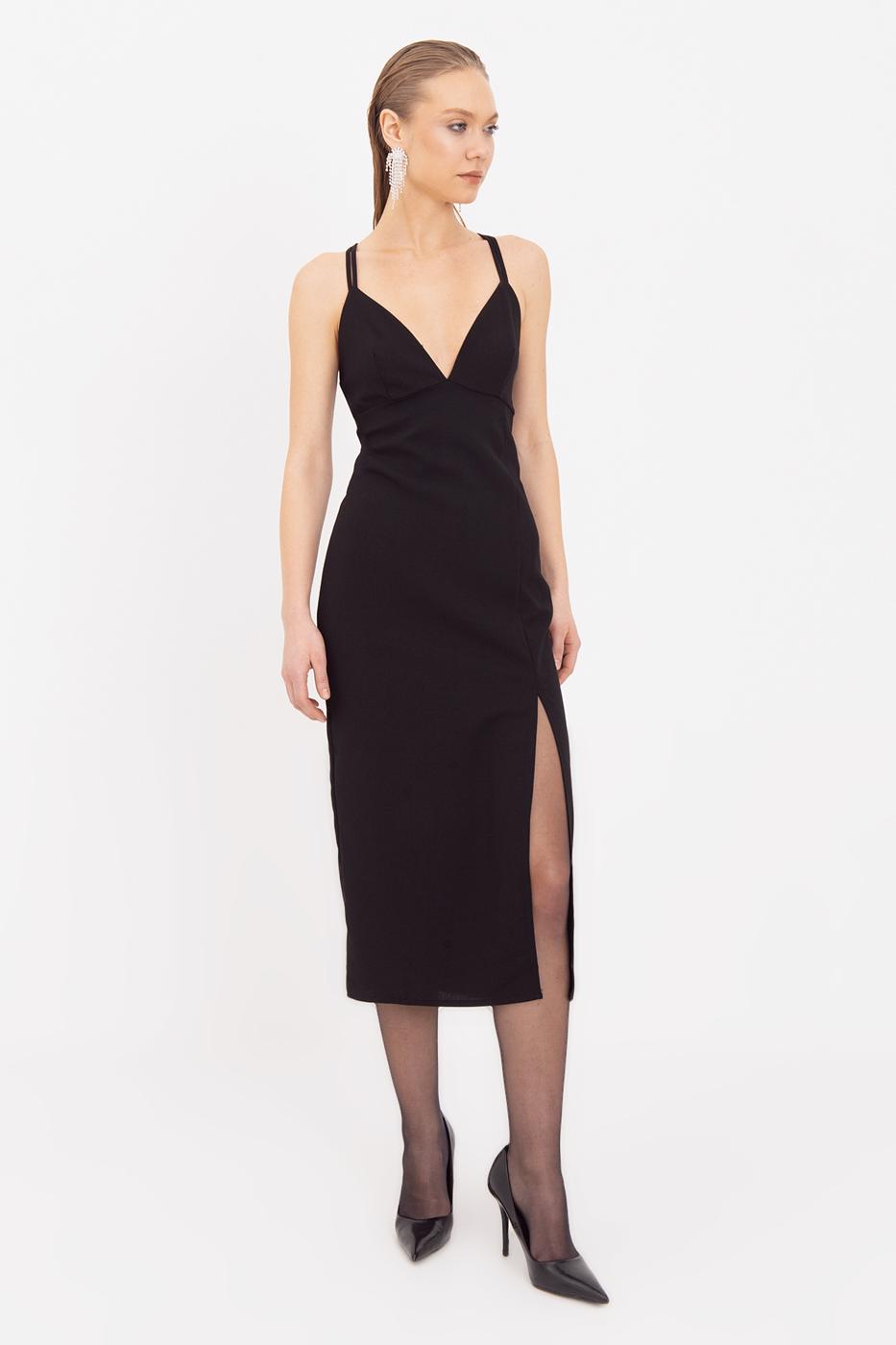 Strappy Midi Dress Black