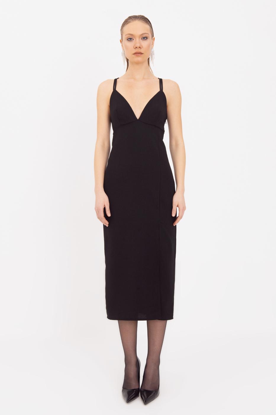 Strappy Midi Dress Black
