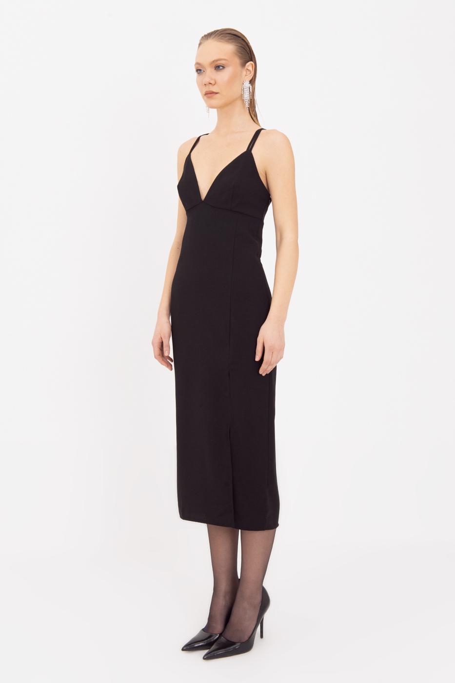 Strappy Midi Dress Black