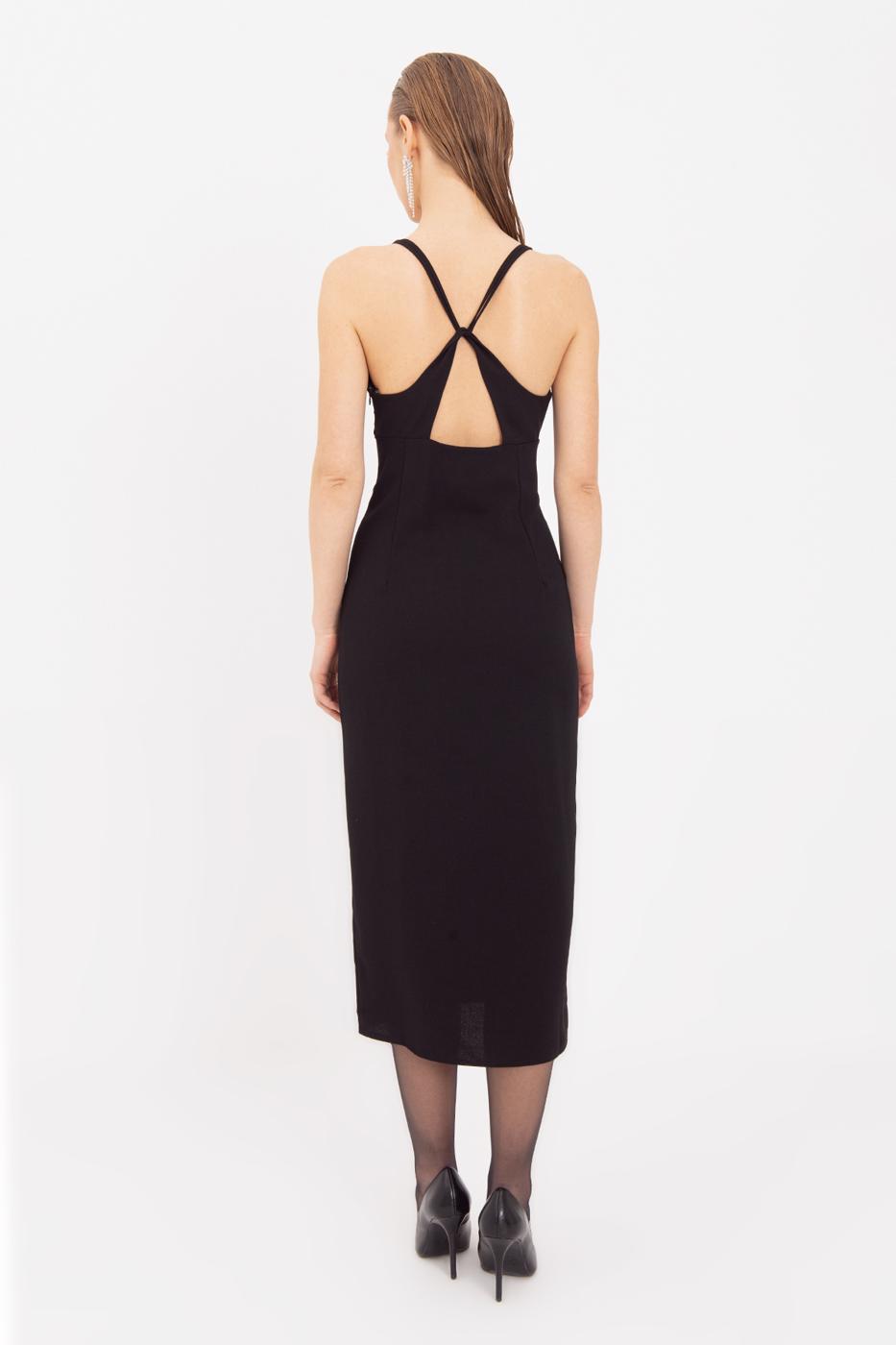 Strappy Midi Dress Black
