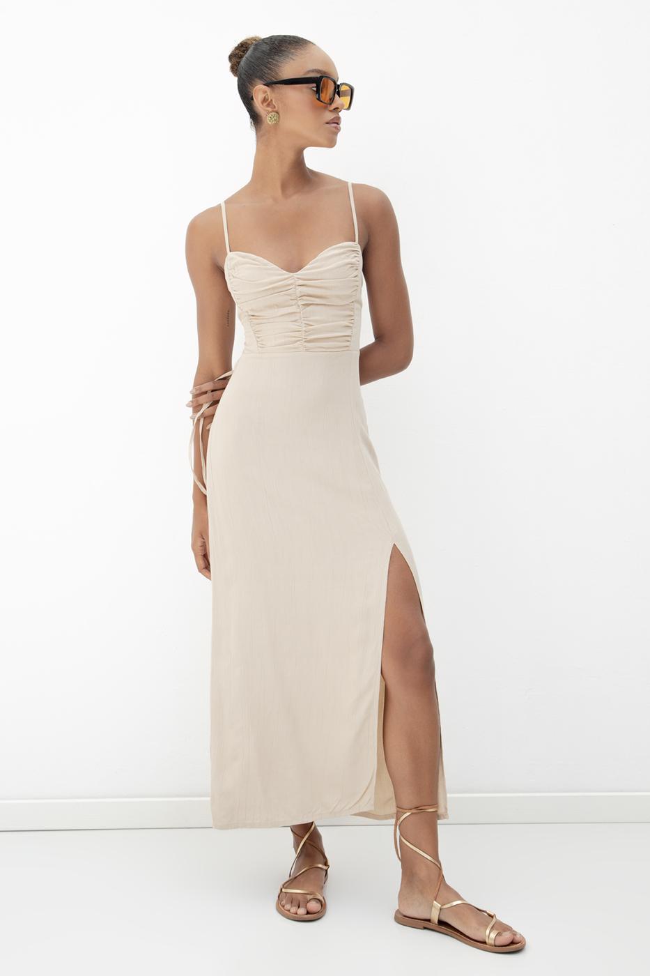 Strappy Midi Corset Dress Mink
