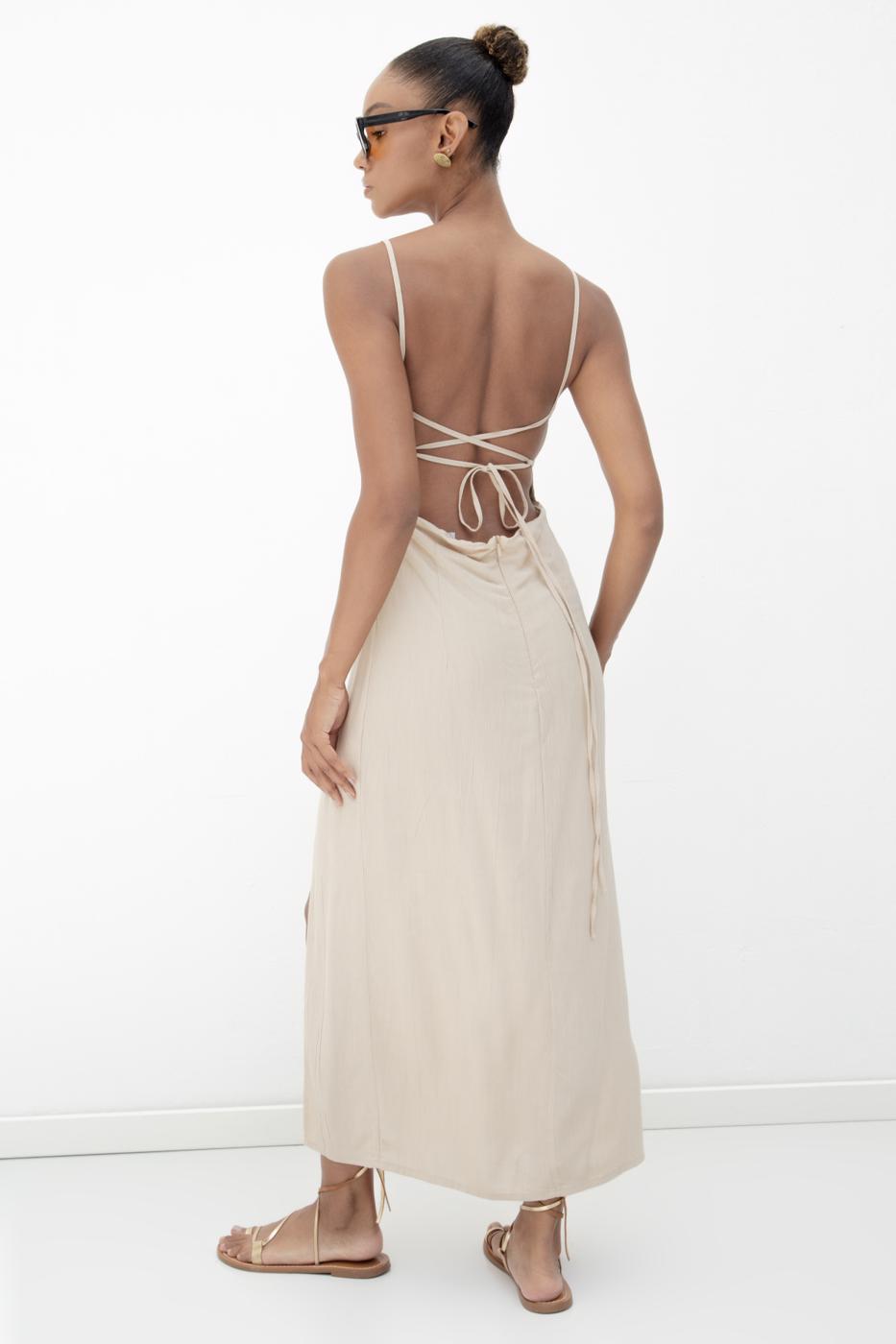Strappy Midi Corset Dress Mink