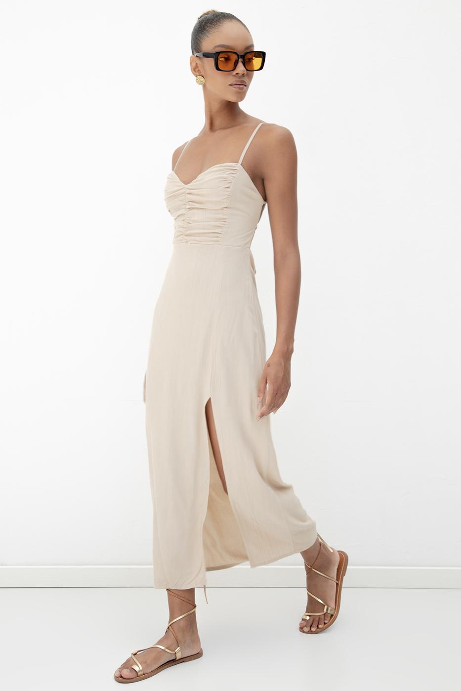 Strappy Midi Corset Dress Mink