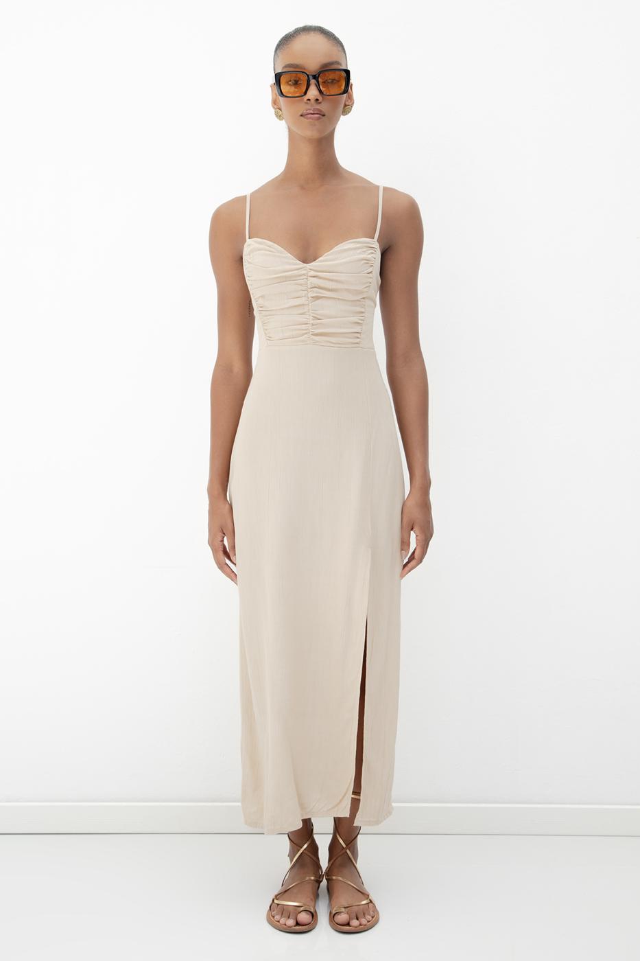 Strappy Midi Corset Dress Mink