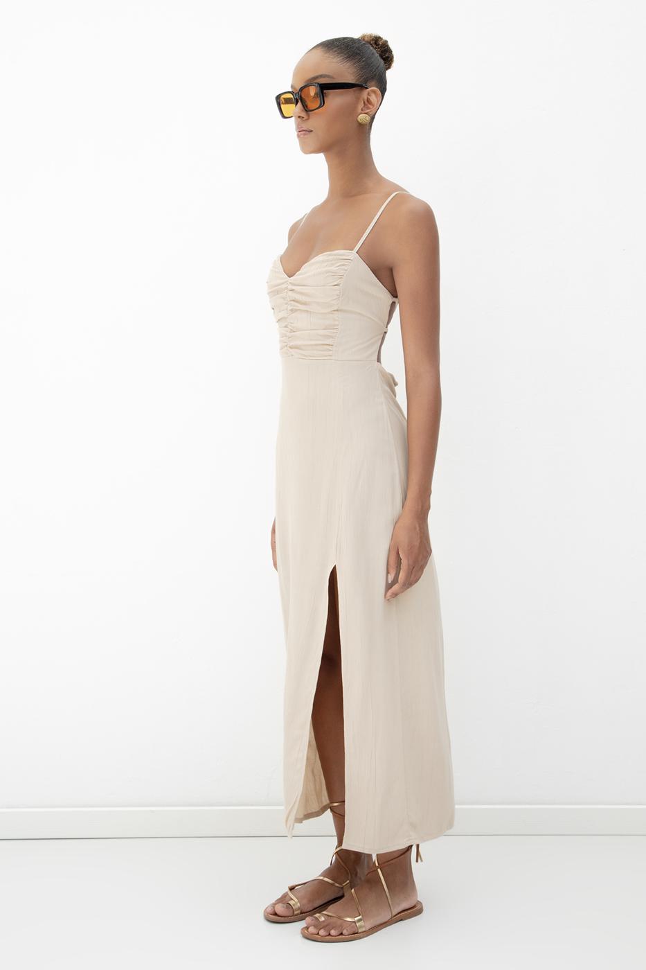 Strappy Midi Corset Dress Mink