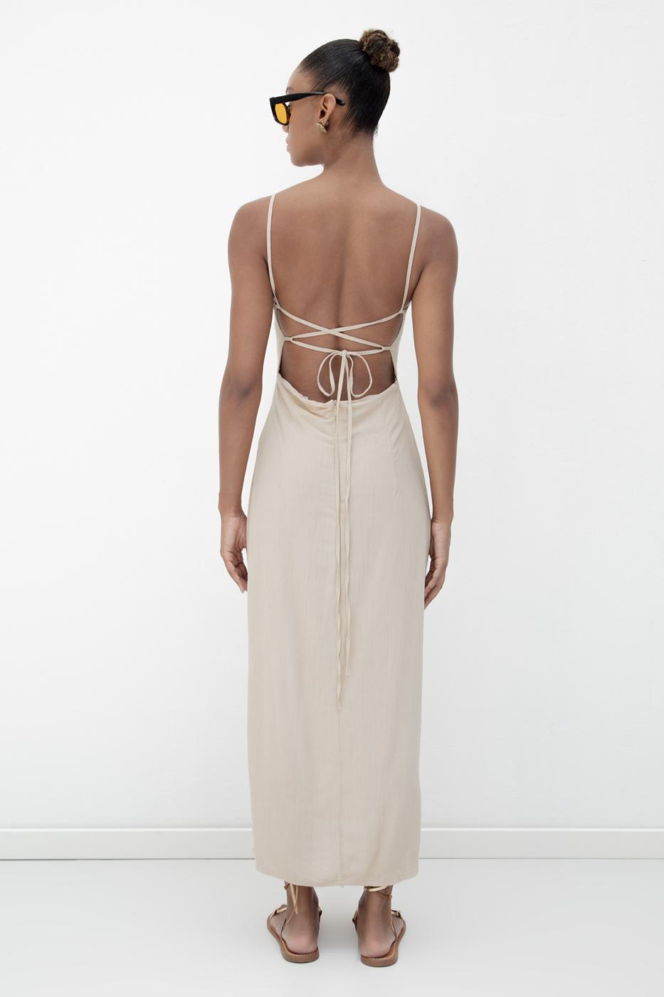 Strappy Midi Corset Dress Mink