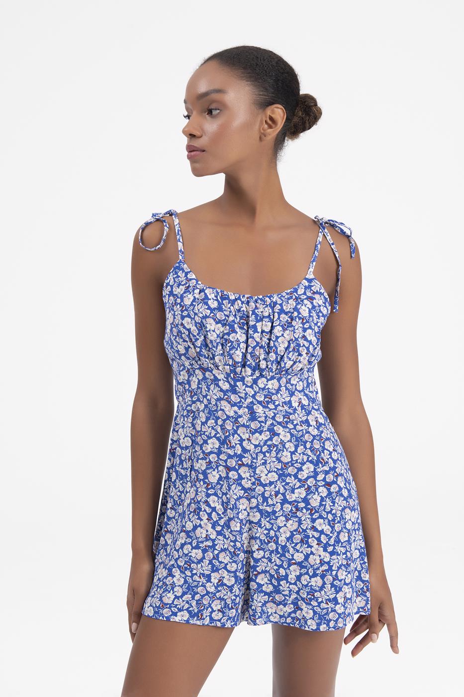 Strapped Mini Romper Blue
