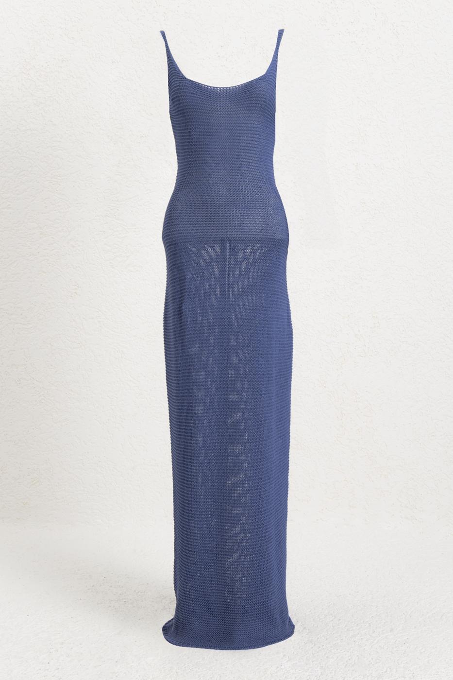 Strappy Knitted Midi Dress İndigo