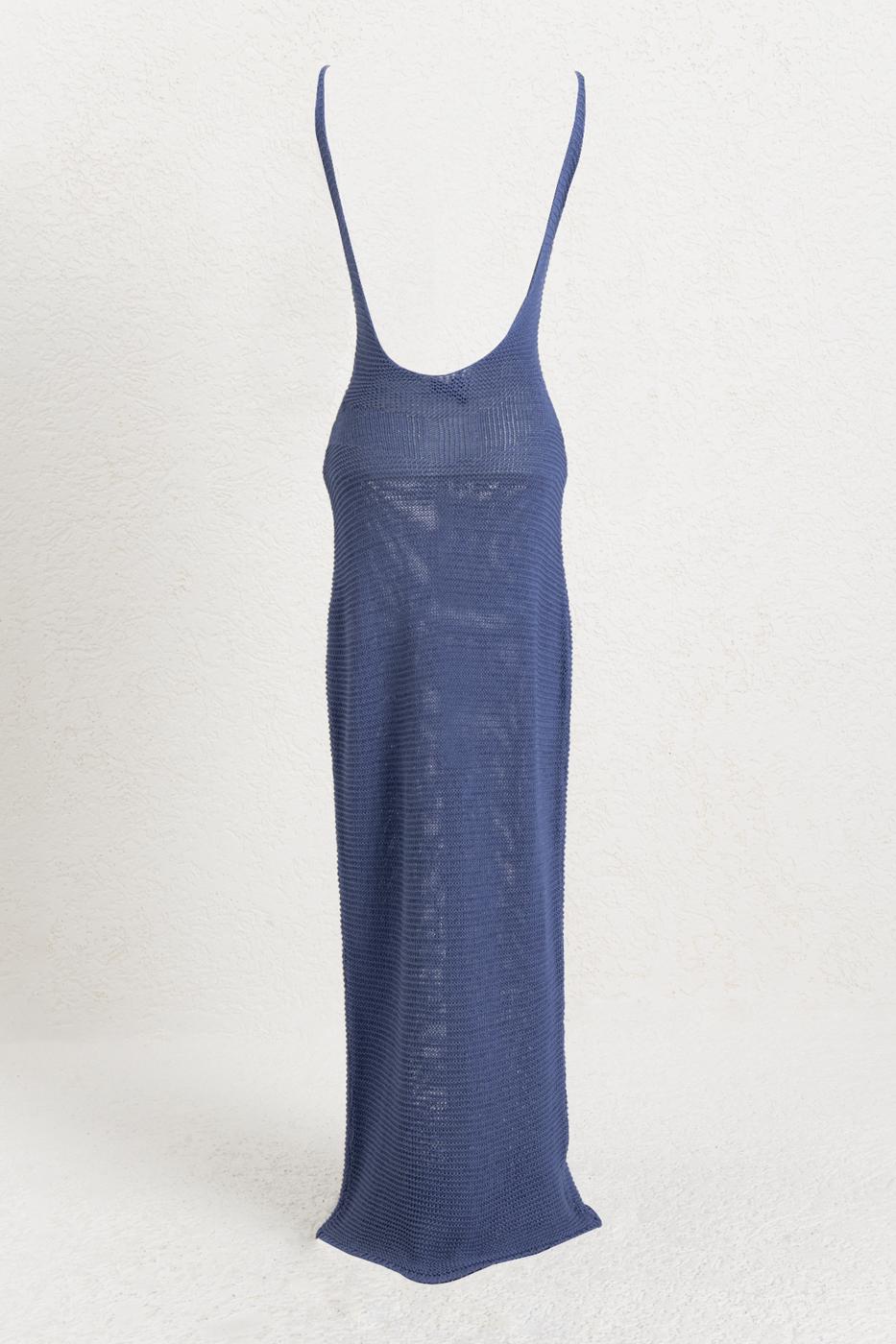 Strappy Knitted Midi Dress İndigo