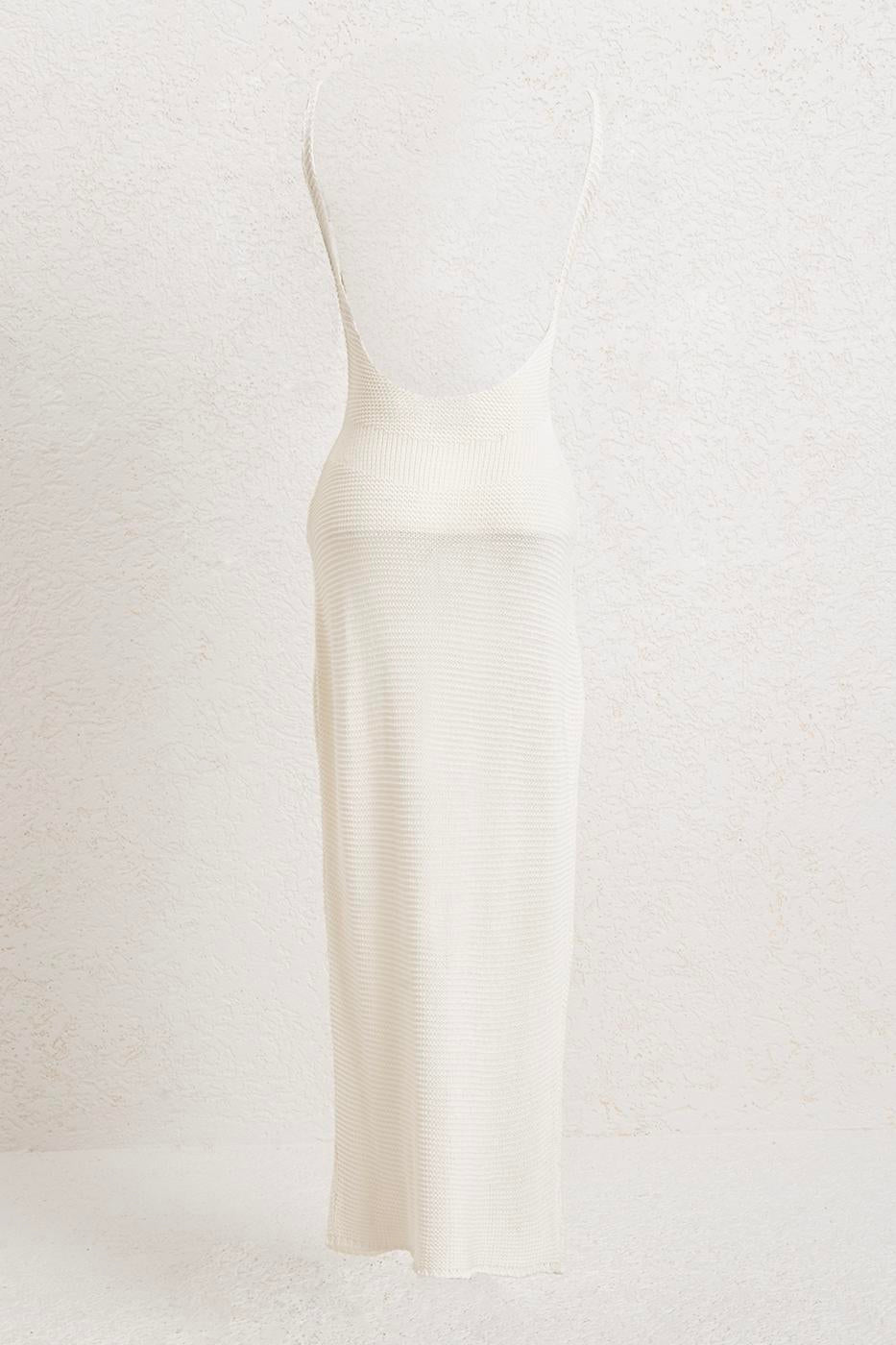 Strappy Knitted Midi Dress Off whıte