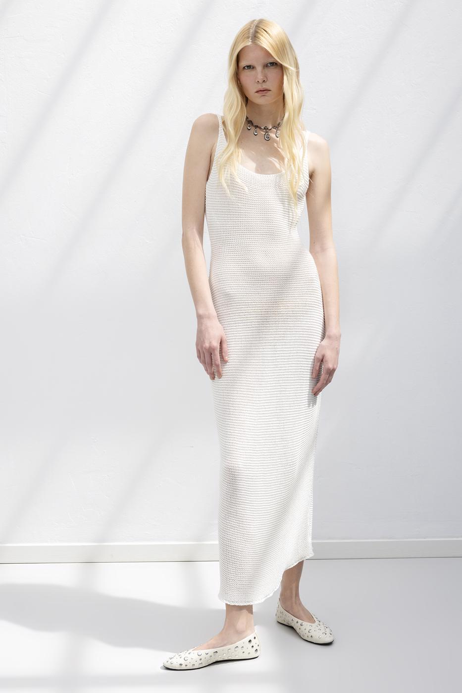 Strappy Knitted Midi Dress Off whıte