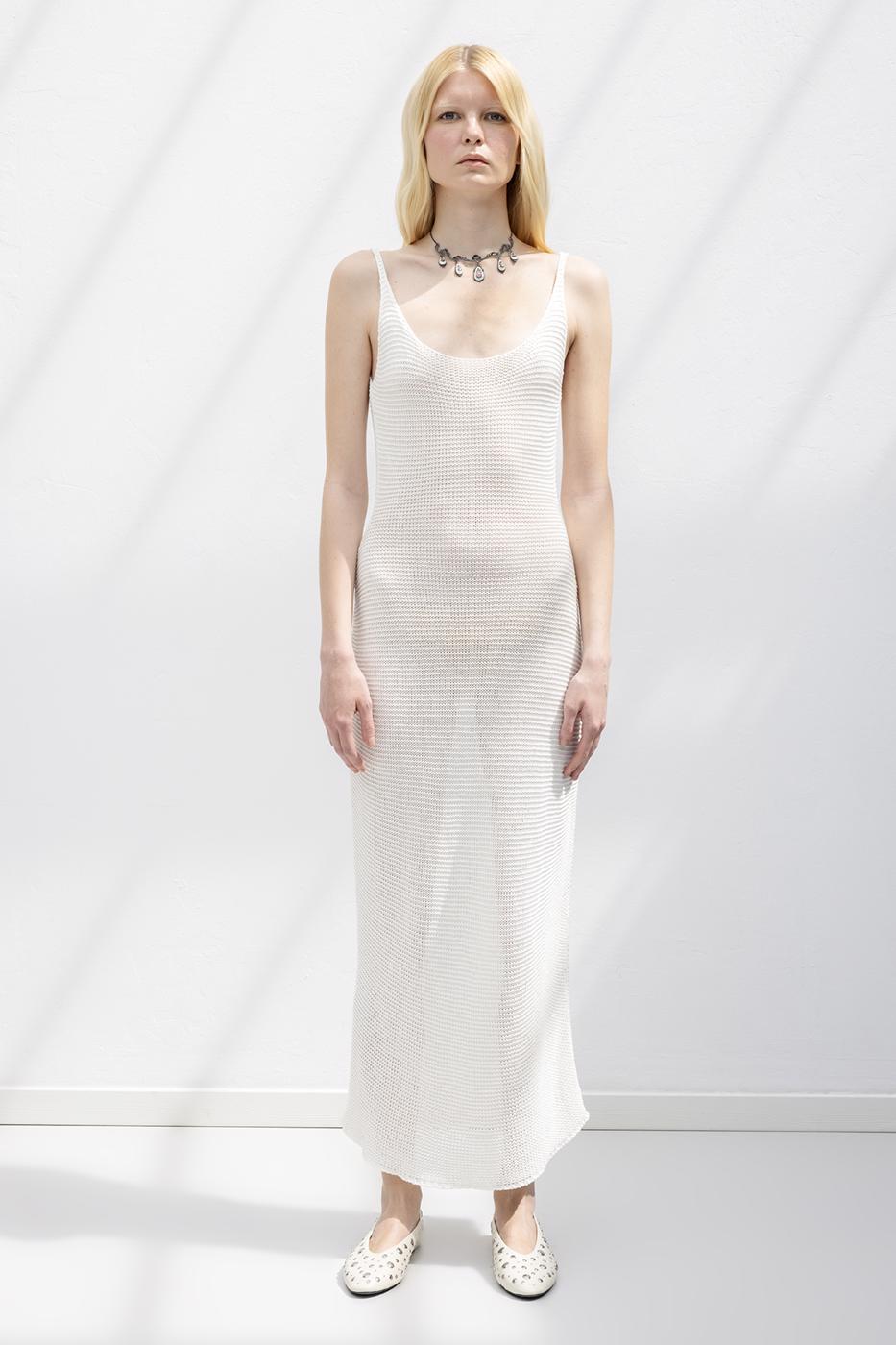 Strappy Knitted Midi Dress Off whıte