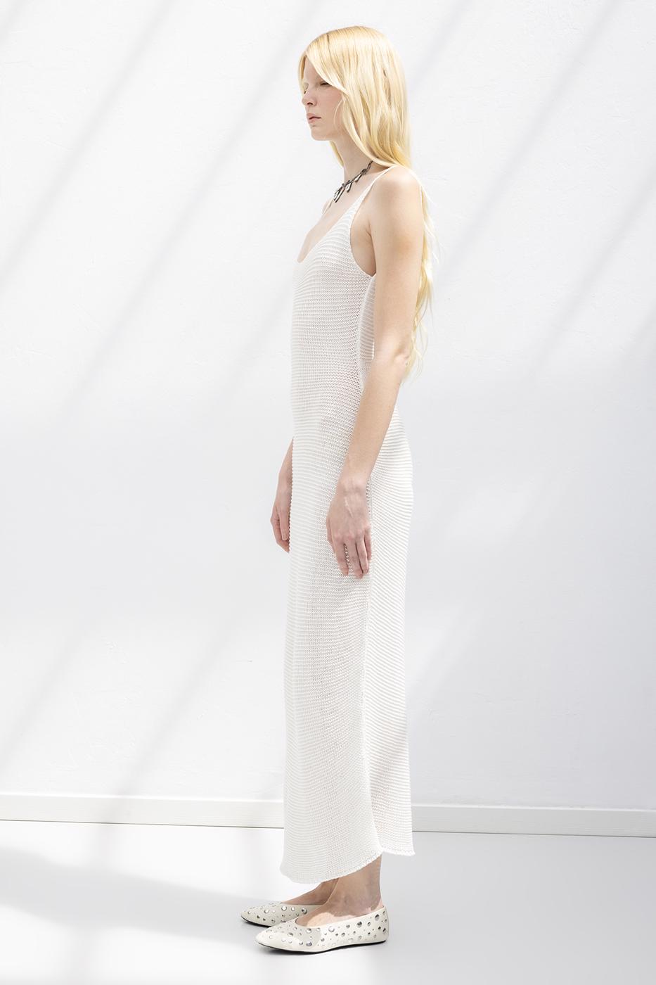 Strappy Knitted Midi Dress Off whıte