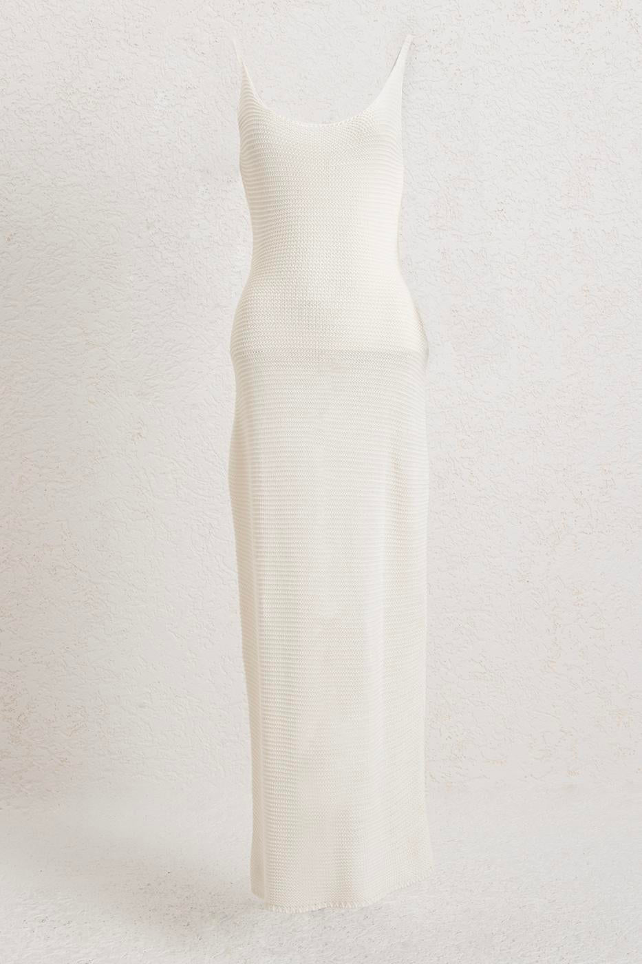 Strappy Knitted Midi Dress Off whıte