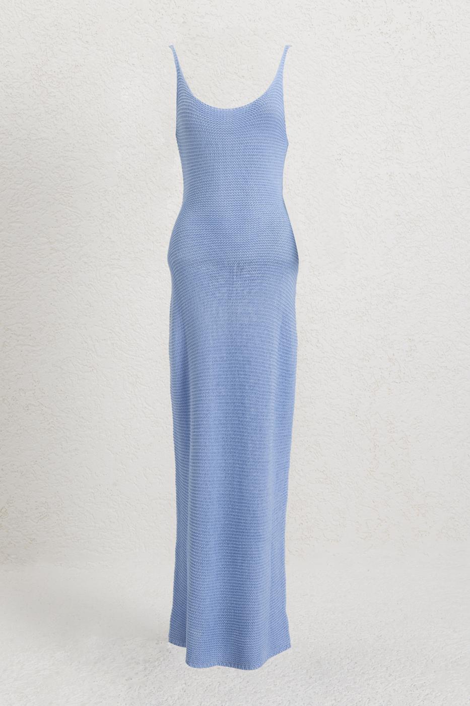 Strappy Knitted Midi Dress Blue