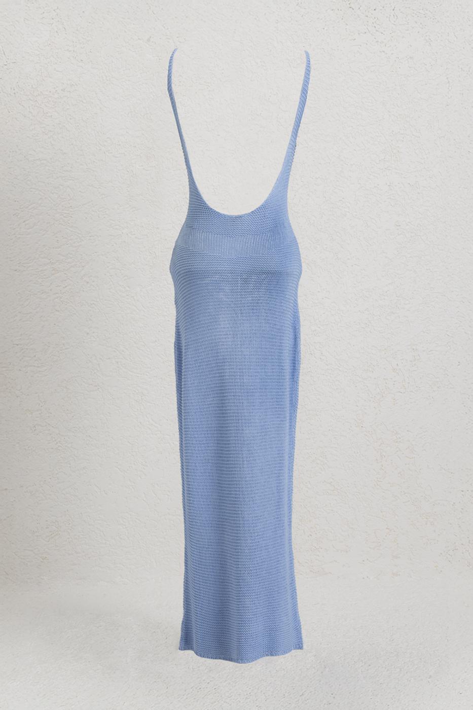 Strappy Knitted Midi Dress Blue