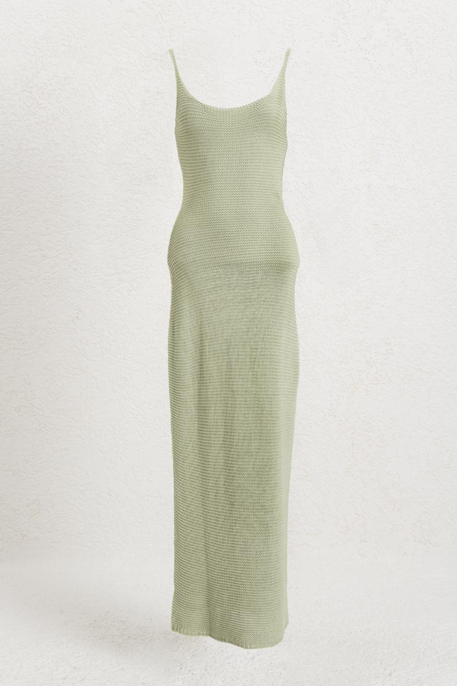 Strappy Knitted Midi Dress Mint