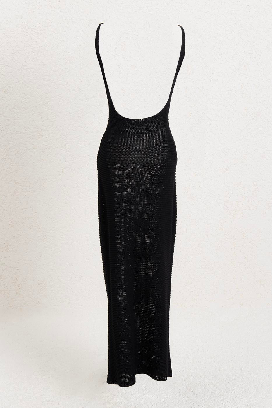Strappy Knitted Midi Dress Black