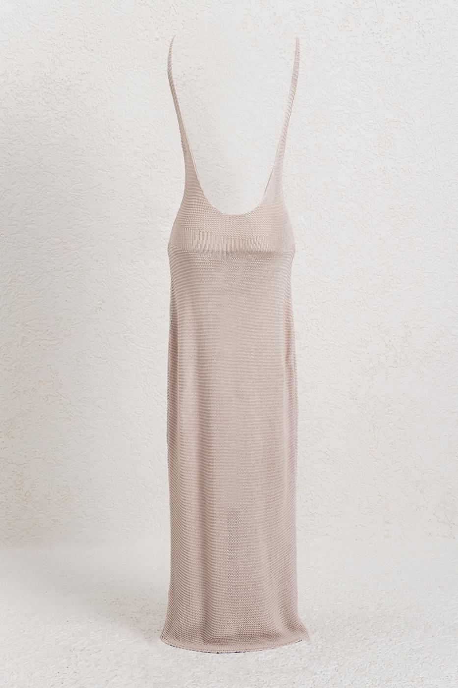 Strappy Knitted Midi Dress Stone