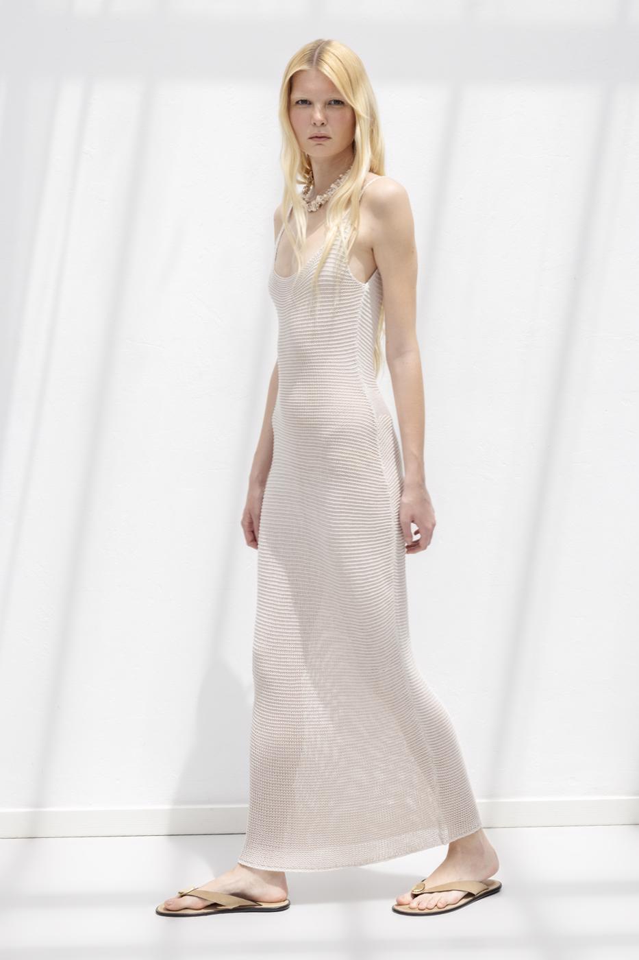 Strappy Knitted Midi Dress Stone