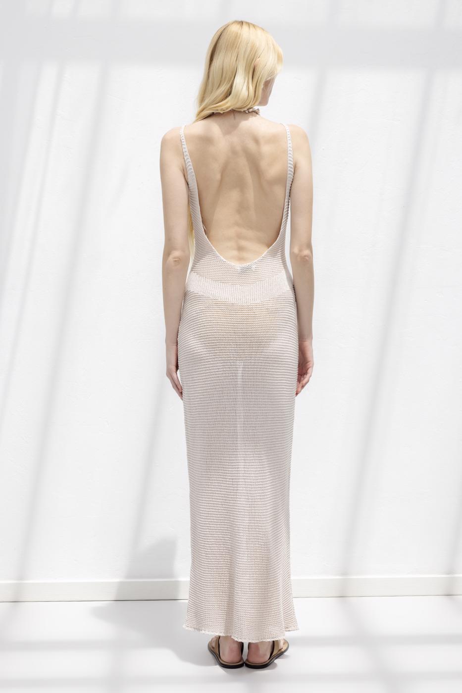 Strappy Knitted Midi Dress Stone