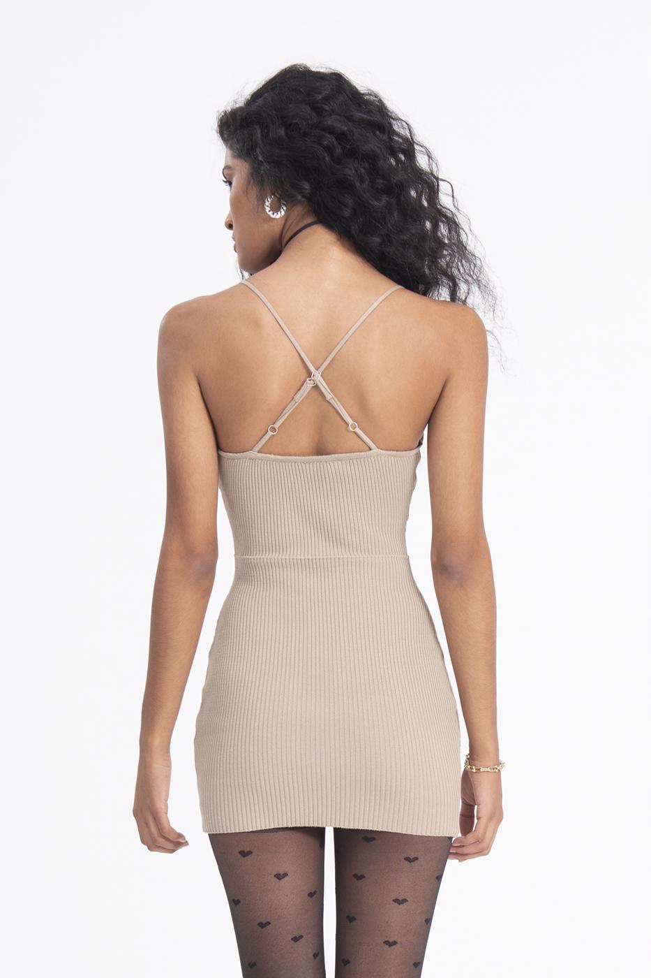 Strapped knitted mini dress