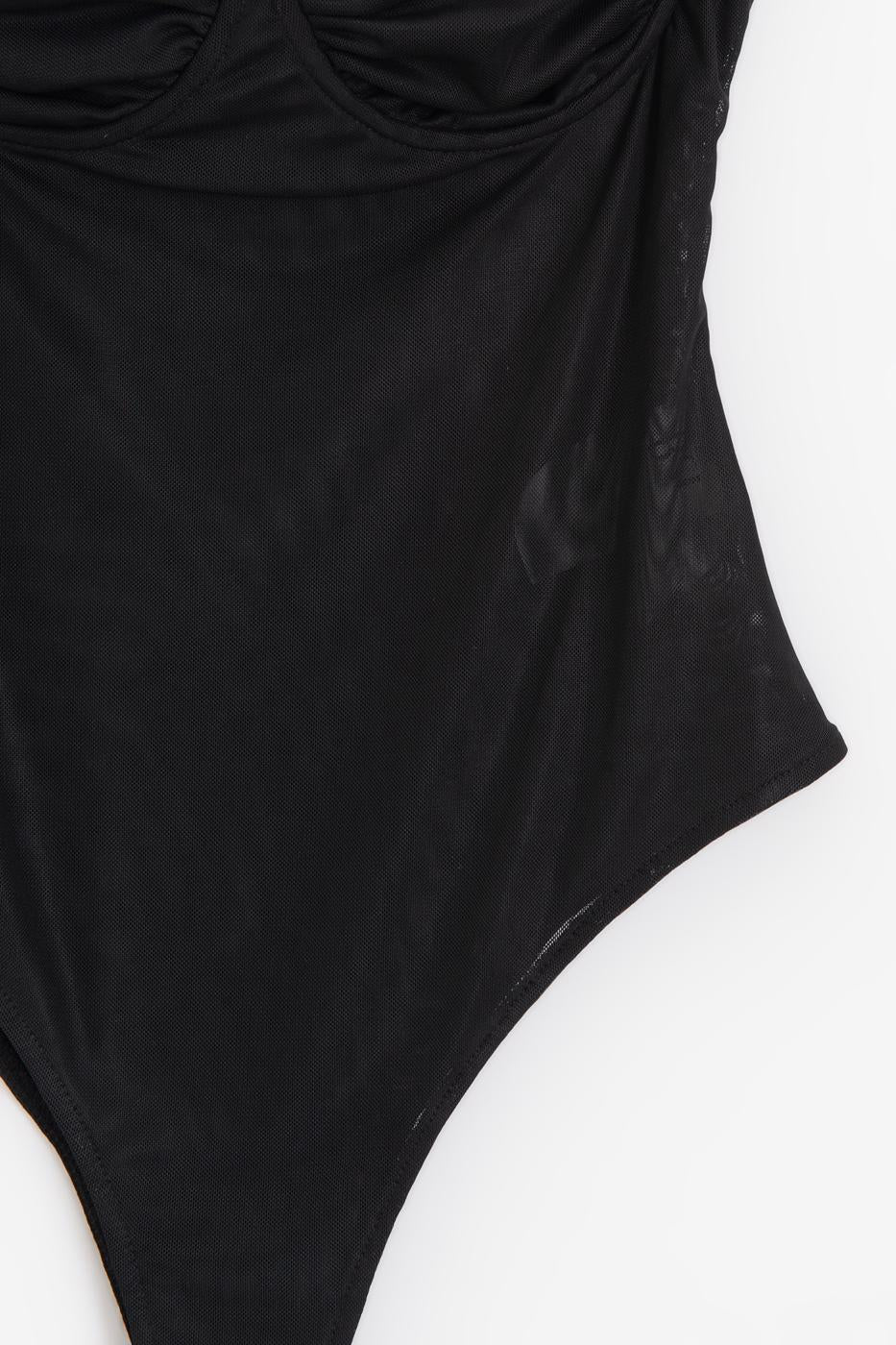 Strappy Tulle Bodysuit Black
