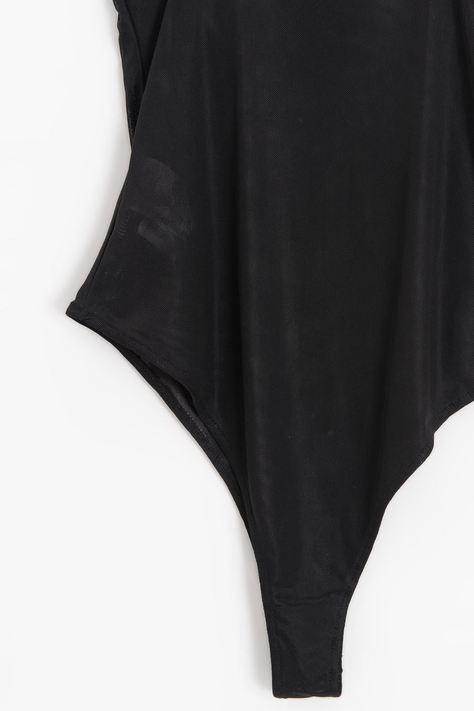 Strappy Tulle Bodysuit Black