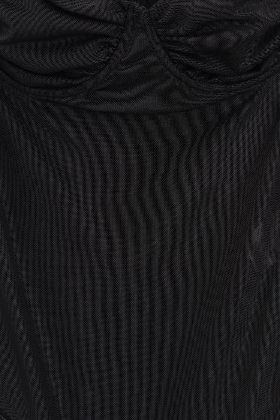 Strappy Tulle Bodysuit Black