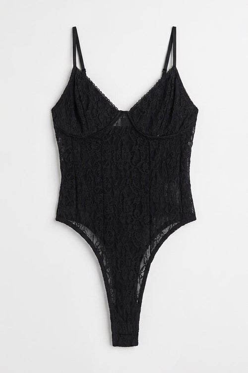 Aslili Tulle Bodysuit Black