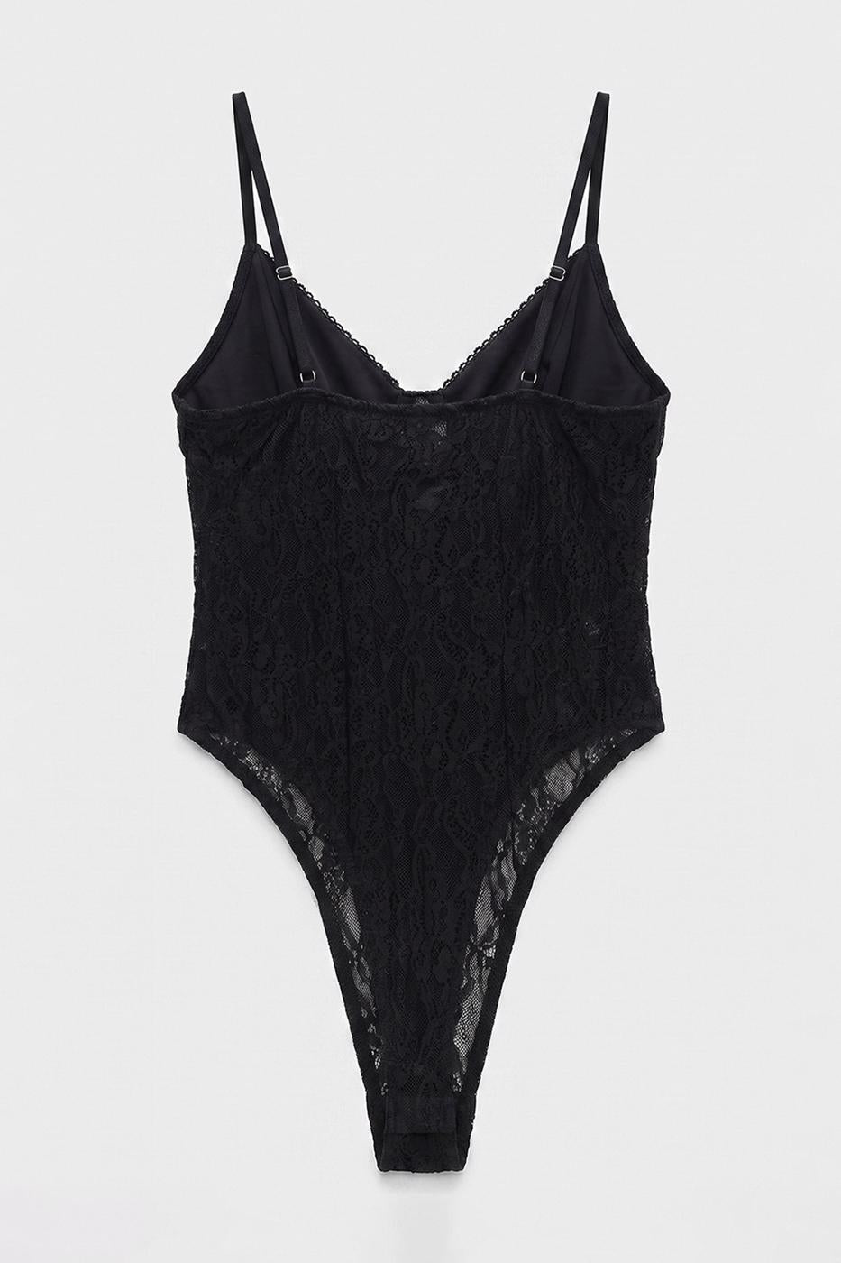 Aslili Tulle Bodysuit Black