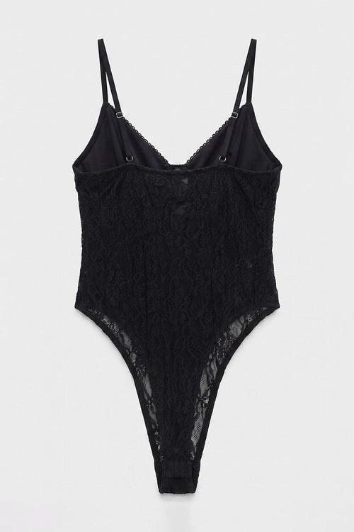 Aslili Tulle Bodysuit Black