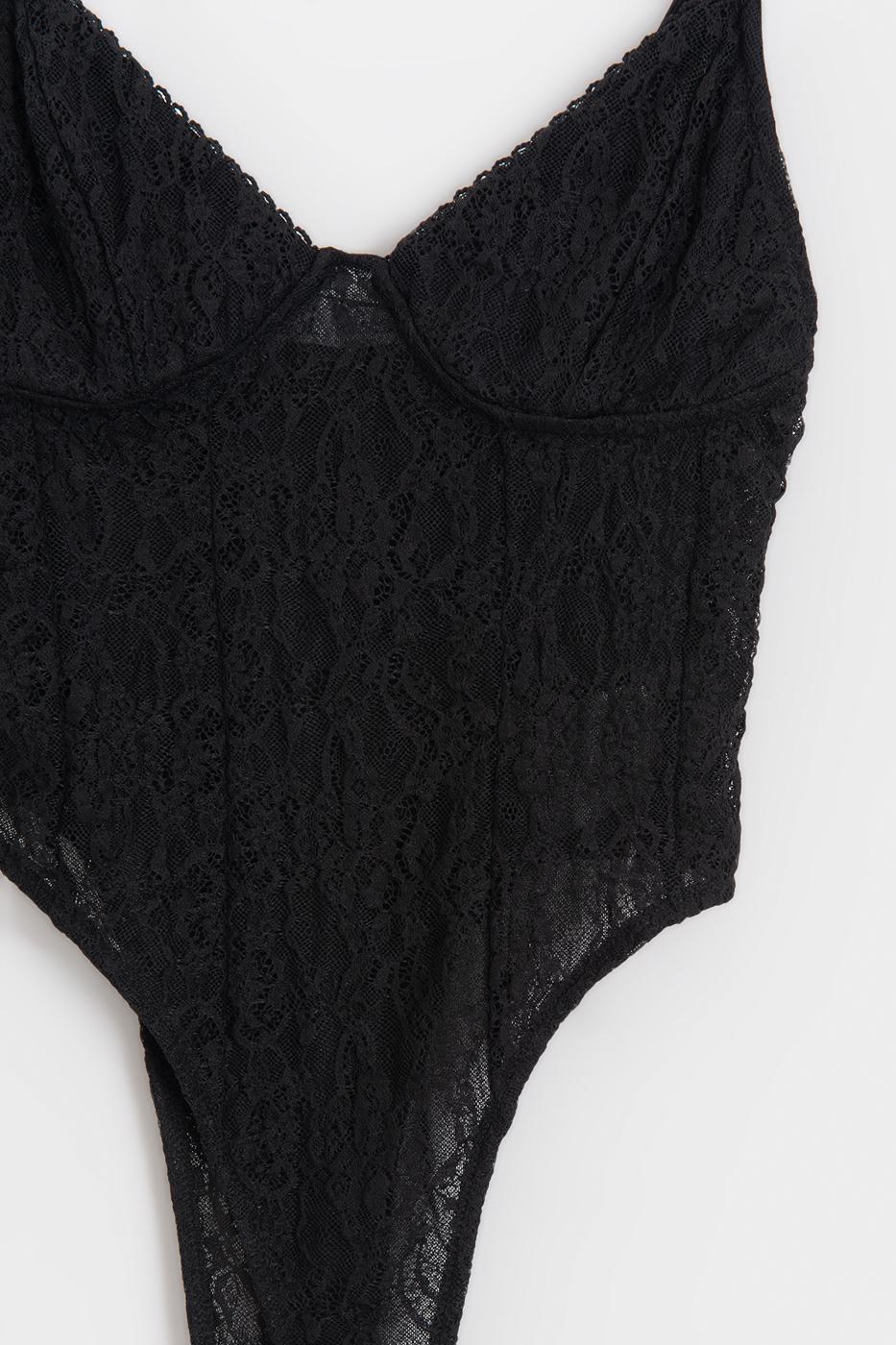 Aslili Tulle Bodysuit Black