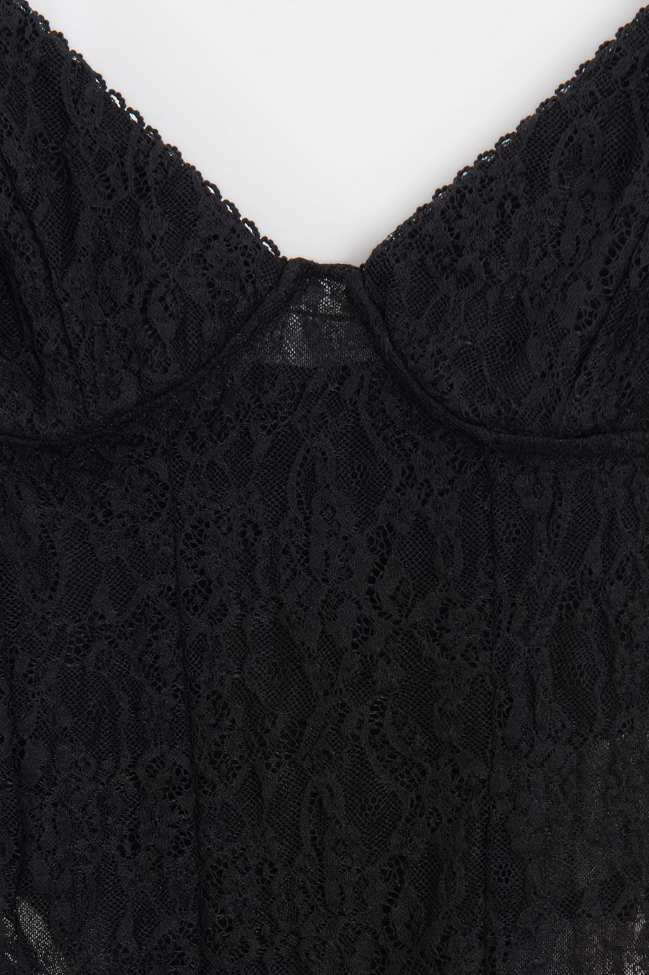 Aslili Tulle Bodysuit Black