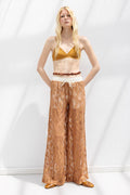 Lined Lace Loose Trousers Cinnamon