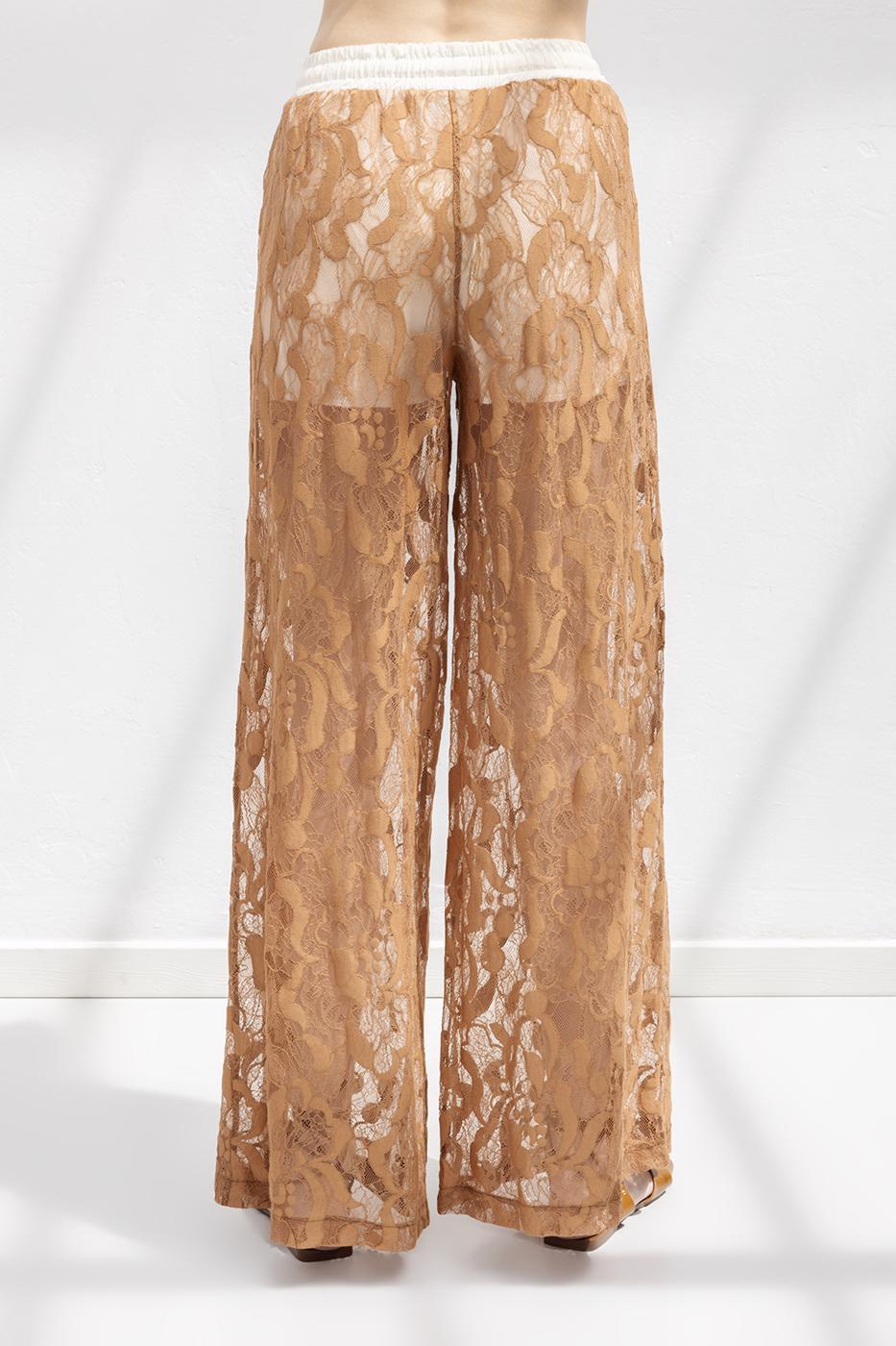Lined Lace Loose Trousers Cinnamon
