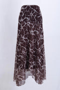 Lined Tulle Midi Skirt Brown