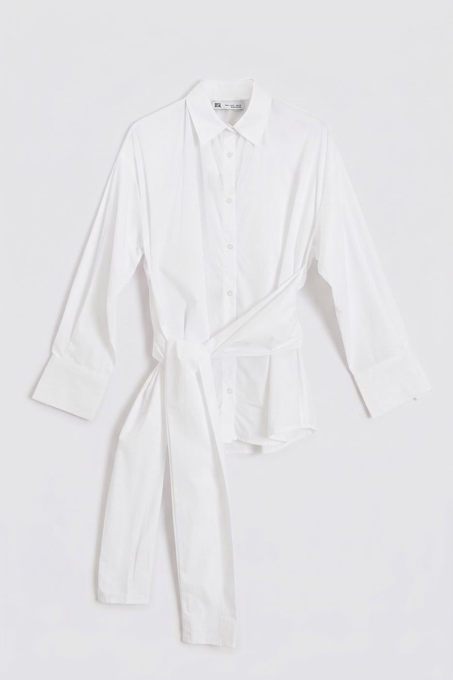 Lace-up Poplin Shirt White