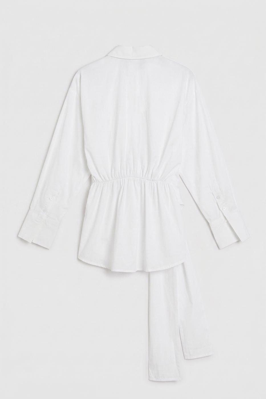 Lace-up Poplin Shirt White