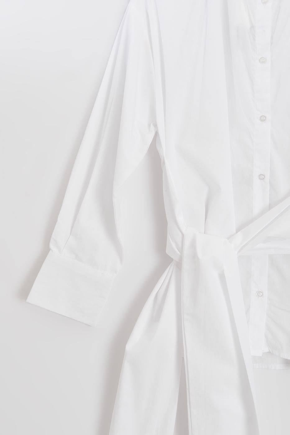 Lace-up Poplin Shirt White