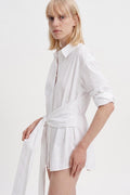Lace-up Poplin Shirt White