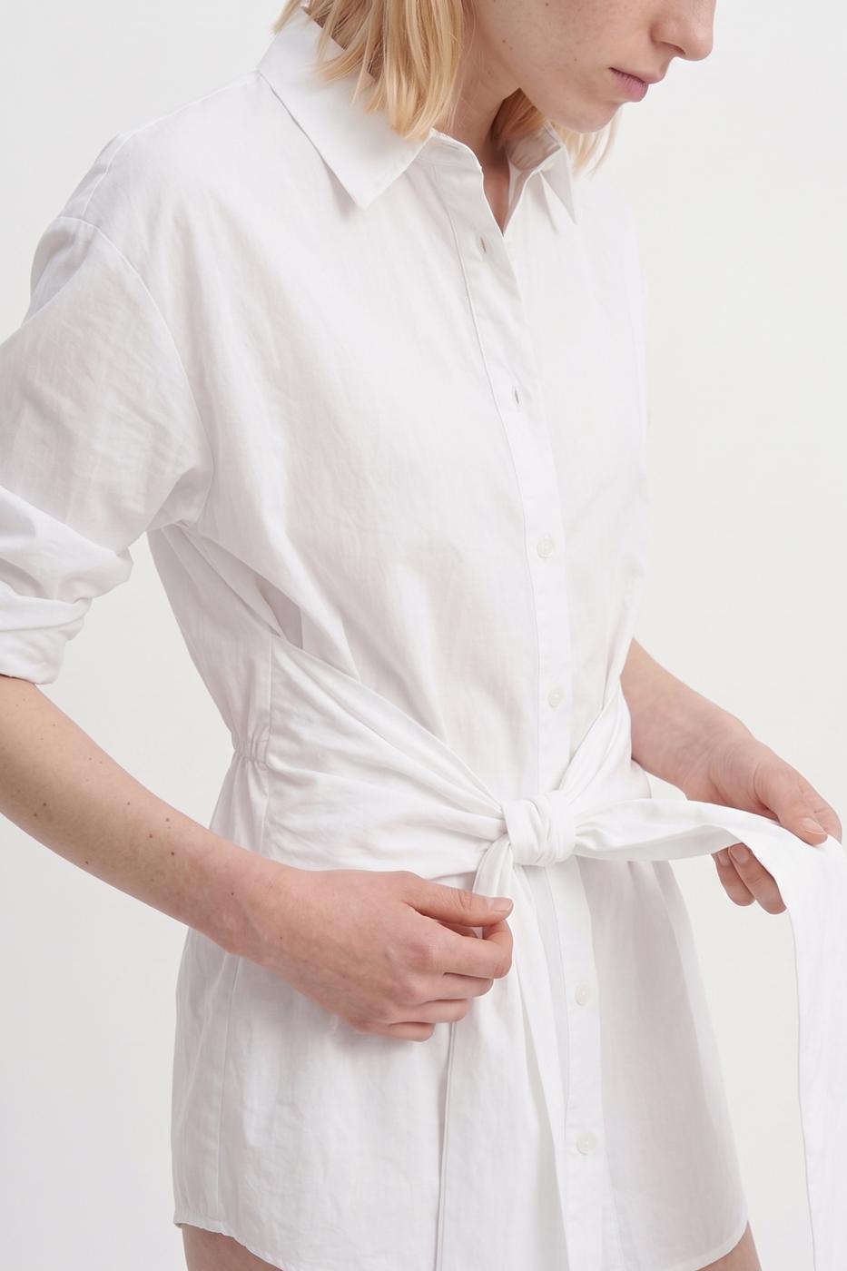 Lace-up Poplin Shirt White