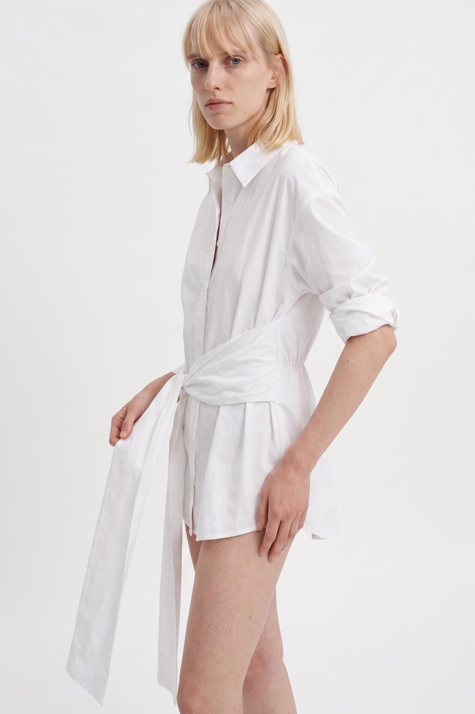 Lace-up Poplin Shirt White